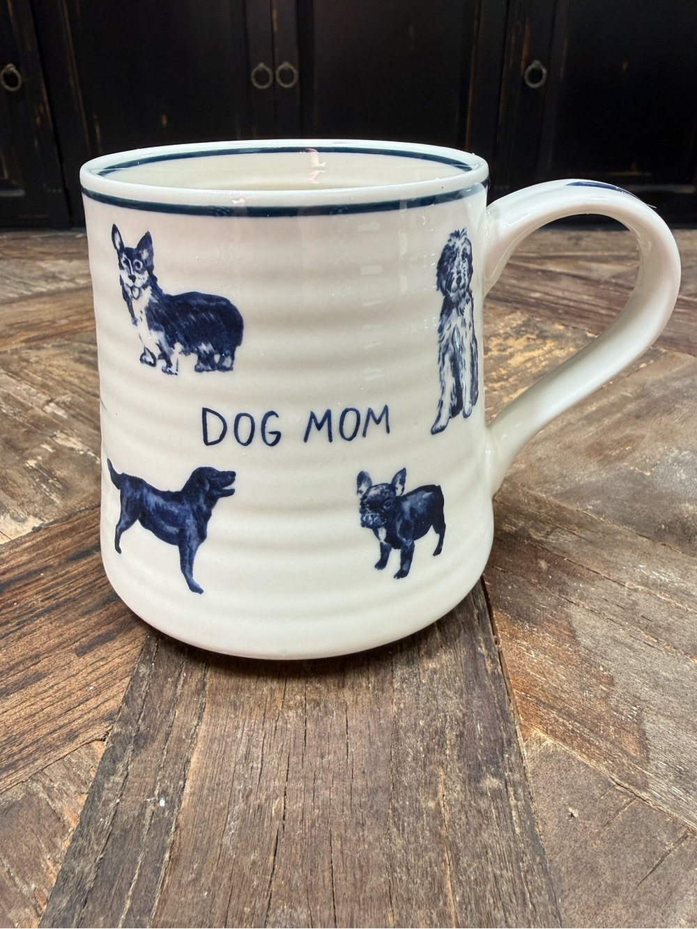 Molly Hatch for Anthropologie Dog Mom Ceramic Mug - Blue and White - New in Box